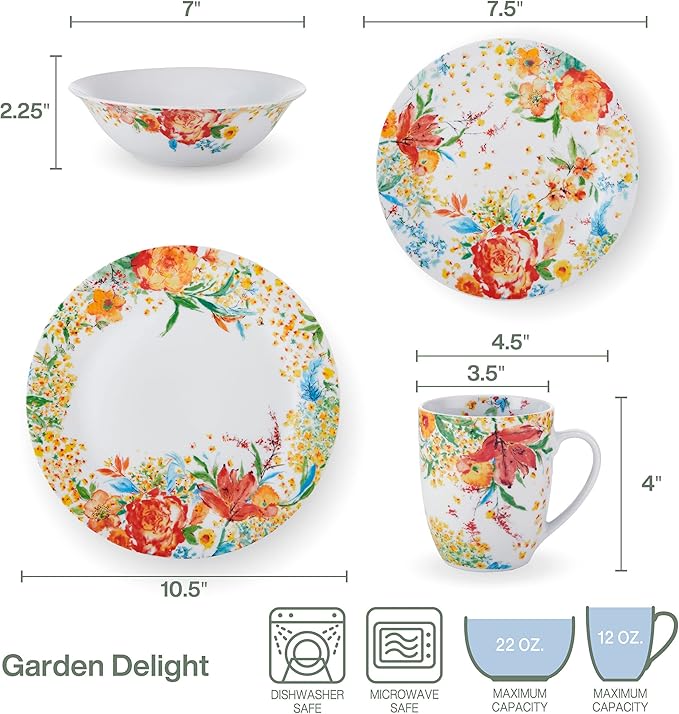 Fitz &amp Floyd Garden Delight 32 Piece Floral Dinnerware Set Service for 8 Multicolored