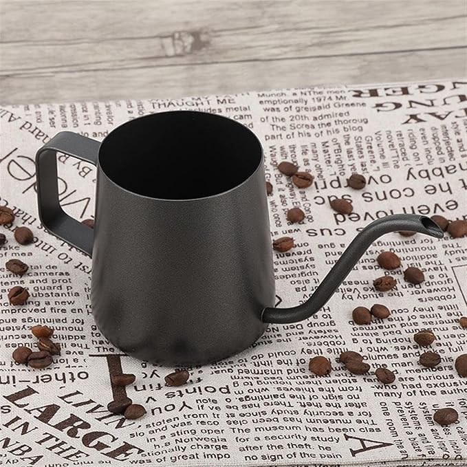 Coffee Maker 350ml Stainless Steel Gooseneck Pour Over Drip Coffee Maker Tea Coffee Cup Pot cups (Color : Matte Black) (Matte Black)