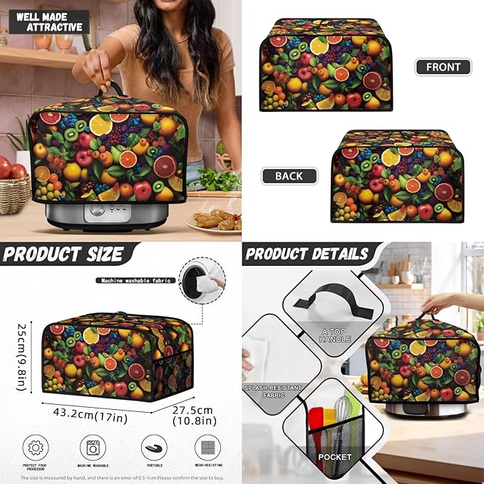 Appliance Covers for Kitchen Counter Fresh Fruits Toaster Cover Kitchen Appliance Cover Set Universal Size Blender Cover Slow Cooker Cover and Toaster Cover 2 Slice Cooker Cover Dust Cover