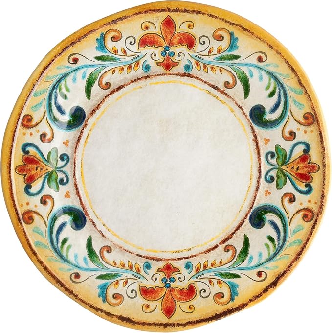 UPware 16 Piece Tuscany Melamine Dinnerware Sets Outdoor Dishes Set Plates and Bowls Sets Service for 4 Multicolor