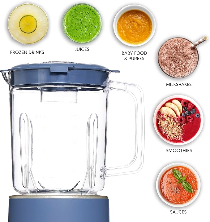 COOK WITH COLOR 300 Watt Blender: Powerful 2-Speed Control with Pulse 4-Tip Stainless Steel Blades 25oz (750ml) Jar and Skid-Resistant Feet Navy