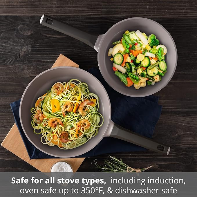MasterPRO - Gastro Titanium Collection - 2 Piece Fry Pan Set - 9.5” Frying Pan 11” Frying Pan - Durable Cast Aluminum Cookware Set - Non Stick Cooking Pot and Pan Set