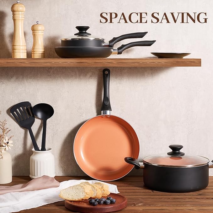 Ceramic Pots and Pans Set 15PCS Nonstick Set Ceramic Cookware Set Nonstick Pan Pots and Pans Set Non Stick Cookware set (With-Induction)