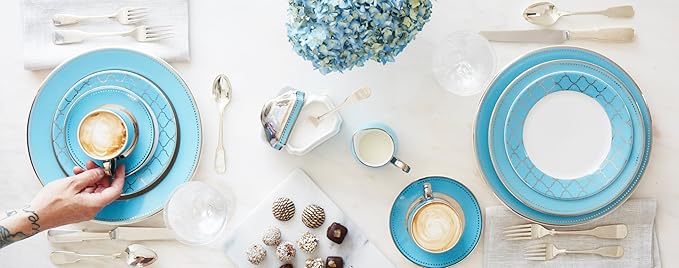 CRU by Darbie Angell Lauderdale 5 Piece Place Setting Dinnerware Set Sea Blue/Platinum/White - DALA161043