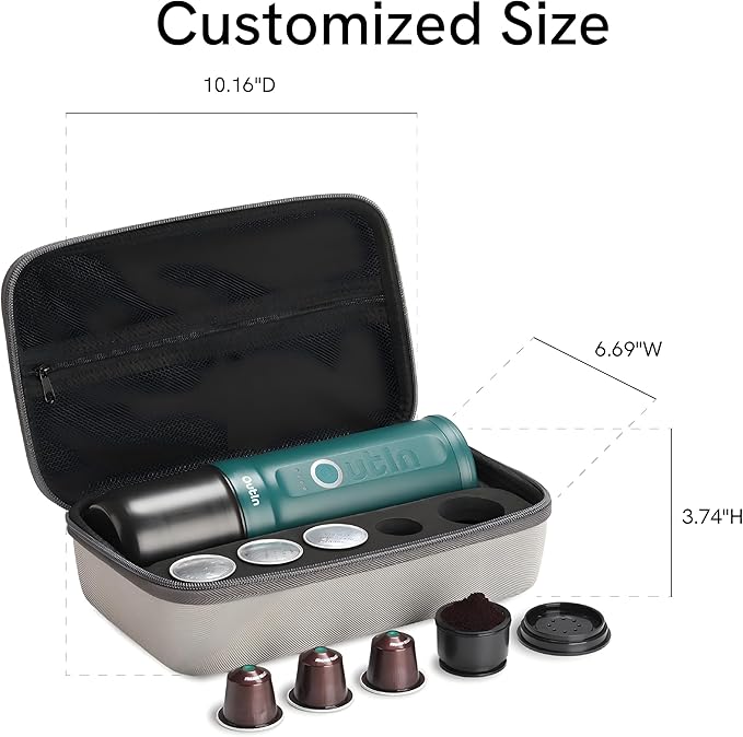 OutIn Nano Portable Electric Espresso Machine Carrying Bag Waterproof Sturdy EVA Electronic Coffee Maker Storage Case Hand Hold Belt Travelling Office Camping