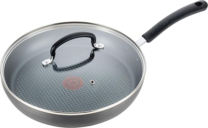 T-Fal Ultimate Hard Anodized Nonstick Fry Pan With Lid 10 Inch Oven Broiler Safe 400F Lid Safe 350F Cookware Kitchen Home Versatile Frying Pan Skillet Pots and Pans Dishwasher Safe Black