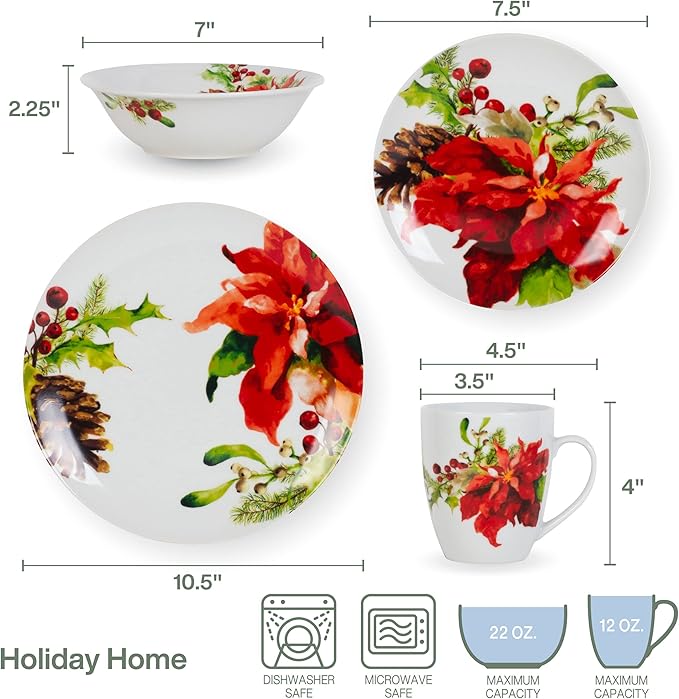 Fitz &amp Floyd Fitz and Floyd Holiday Home 32-Piece Dinnerware Set Assorted