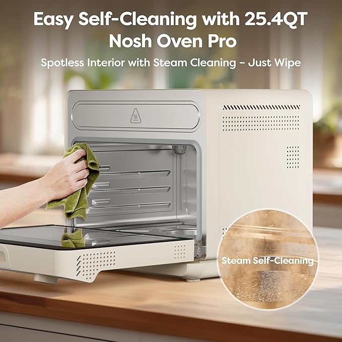 CIARRA 12-in-1 Countertop Steam Oven with Air Fryer 25.4QT Steam Air Fryer Combo Nosh Oven Pro - Convection Toaster Bake Self-Clean Dehydrate Ferment White