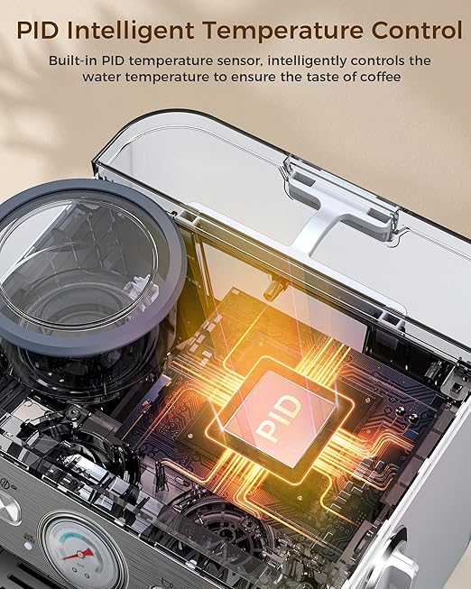 COWSAR (2025 Upgrade 15 Bar Espresso Machine with Grinder &amp Milk Frother Steam Wand Tamping Tools58mm Commercial Espresso Maker for HomeCoffee Maker with Grinder Perfect for latteCappuccino
