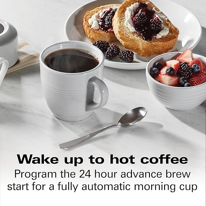 Hamilton Beach Professional Programmable Drip Coffee Maker 12 Cup Capacity Ergonomic Carafe 60oz Removable Reservoir120 volts Brushed Metal (49500)