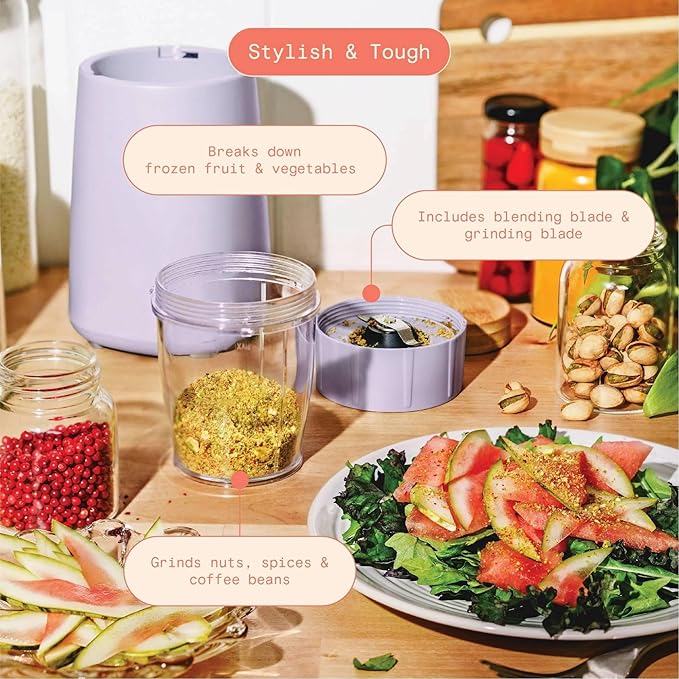 Personal Blender Set 12-Piece 240W Compact Single Serve Blender with Blending and Grinding Cups BPA-Free Dishwasher Safe (Lavender)