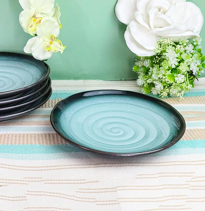 Ebros Gift Blue Sky Stars Artistic Seikai Porcelain Collection Dinnerware Serveware Kitchenware Set Asian Japanese Dining Restaurant Supply (Pack Of 5 Round Dinner Plates 8.75 D)