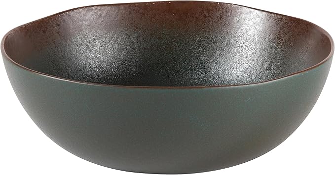Bloomhouse - Two Time Oprah's Favorite Things Winner - Palermo Sun 2 Piece Serving Bowl and Oval Platter Stoneware Reactive Glaze Serveware Set - Agave Blue