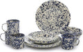 Enamelware Starter Set 16 piece Navy/Cream Splatter