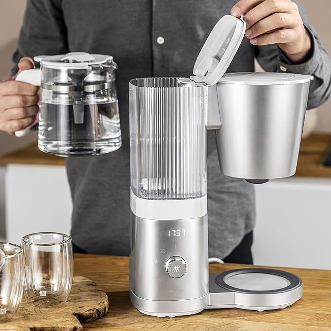 ZWILLING Enfinigy Glass Drip Coffee Maker 12 Cup Awarded the SCA Golden Cup Standard Silver