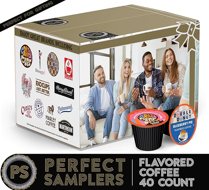 Crazy Cups Flavored Coffee Pods Variety Pack for Keurig K Cups Brewers Assorted Flavored Coffee Sampler 40 Count