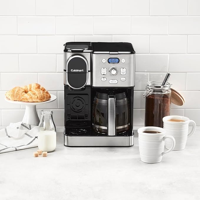 Cuisinart Coffee Maker 12-Cup Glass Carafe Automatic Hot &amp Iced Coffee Maker Single Server Brewer Stainless Steel SS-16 &amp CPT-640P1 4-Slice Custom Select Toaster Stainless Steel