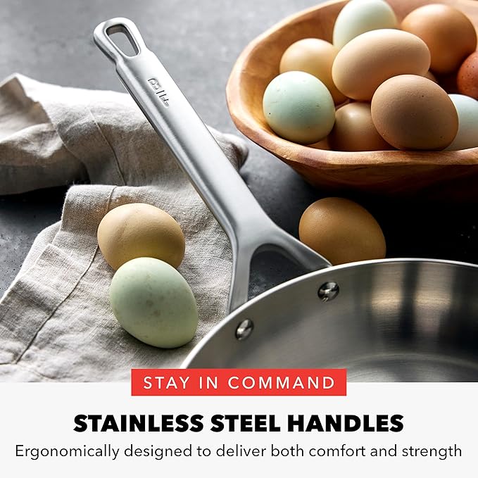 GreenPan x Bobby Flay 10 Piece Stainless Steel Cookware Set Tri-Ply Multiclad Pots &amp Pans Professional Grade Oven &amp Broiler Safe to 600°F Dishwasher Safe Durable Induction Compatible Si