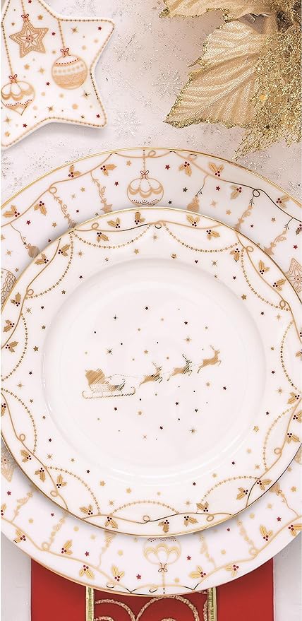 Easy Life 18-Piece Porcelain Christmas Dinner Set (Christmas Lights)