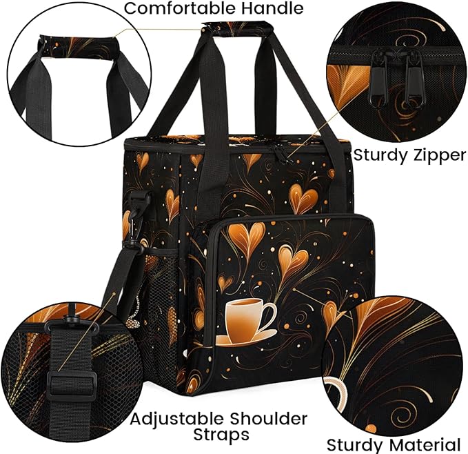 Coffee Maker Travel Bag Compatible with Keurig K-Mini or K-Mini Plus Single Serve Coffee Brewer Carrying Case with Multiple Pockets for K-Cup Pods Storage Bag With Shoulder Strap(Bag Only)