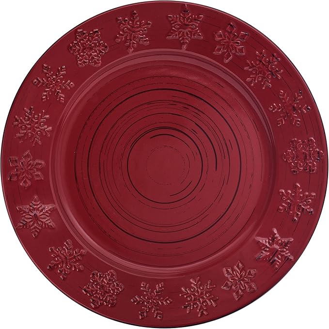 Pfaltzgraff Trellis Snowflakes 12 Piece Dinnerware Set Service For 4 Red