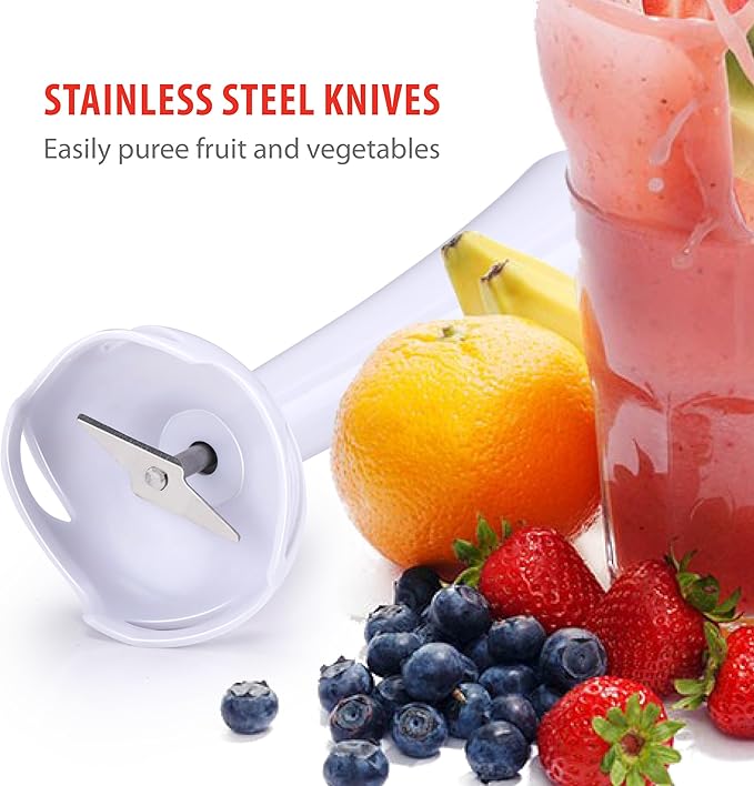 Alpina Hand Blender with Accessories Mini Chopper Blender Arm Blender Multifunction 400W White