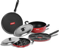 Sumeet 2.6mm Thick Non-Stick Shona Cookware set (Dosa Tawa – 26.5cm Dia + Multi snack maker – 26.5cm Dia + Kadhai With Lid – 1.5Ltr capacity- 20cm Dia + Grill Appam Patra With Lid – 23cm Dia)