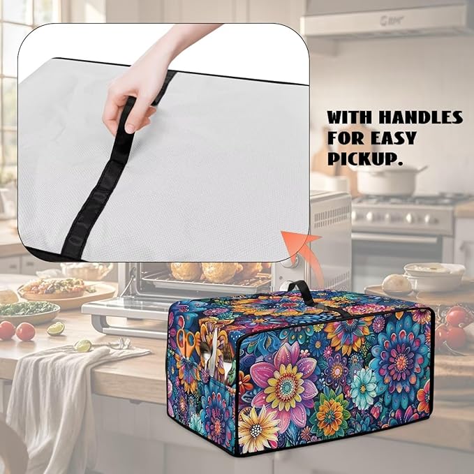 Mandala Floral Toaster Oven Air Fryer Cover Heat-Resistant Waterproof Dust-proof Protective Covers Compatible with Smart Oven Air Fryer Smart Oven for Parties &amp Gatherings