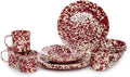 Enamelware Starter Set 16 piece Burgundy/Cream Splatter