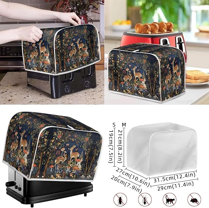 Small Toaster Cute Deer 2 Slice Toaster Cover Kitchen Small Appliance Dust Cover with Blender Dust Cover Stand Mixer or Coffee Maker Appliance Cover Dust and Fingerprint Protection Set of 3