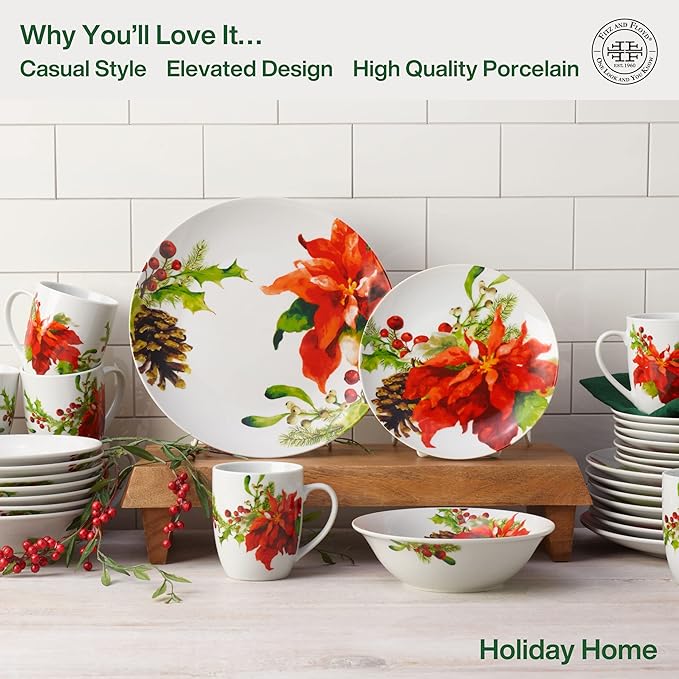Fitz &amp Floyd Fitz and Floyd Holiday Home 32-Piece Dinnerware Set Assorted