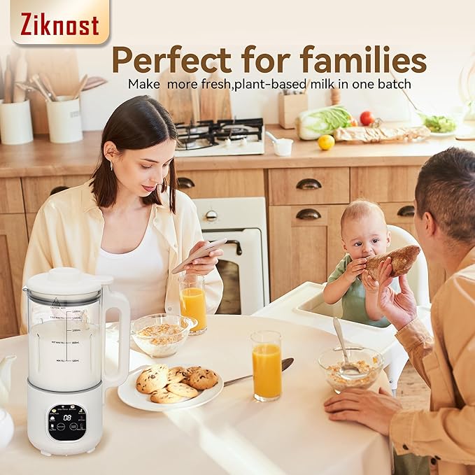 8 in 1 Nut Milk Maker Blender With 20 Bladers40oz Soy Almond Oat Coconut Plant Based and Non Dairy Beverages Automatic Soybean Machine With Delay Start/Keep Warm/Boil Water/Auto-clean