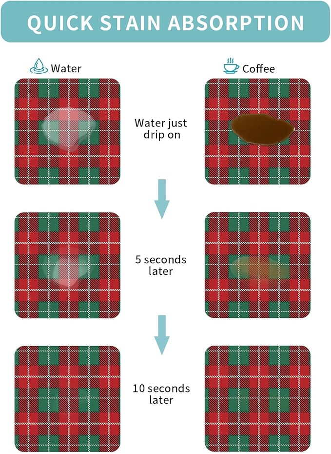 Coffee Mat for Counter Christmas Red Absorbent Hide Stain Coffee Bar Mat Non-slip Coffee Bar Accessories Kitchen Drying Mat Fit Under Coffee Maker Espresso Machine