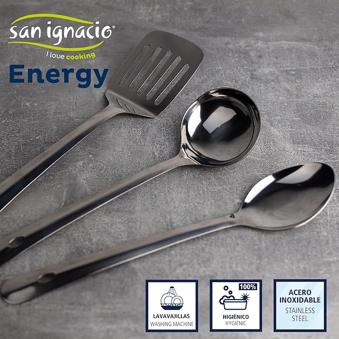 Set 3pc Frying Pan (20+24+28cm) Green Pressed Aluminum with Set 3 Pc Stainless Steel Kitchen Utensils with Set 4pc Stainless Steel Knives with Tacoma