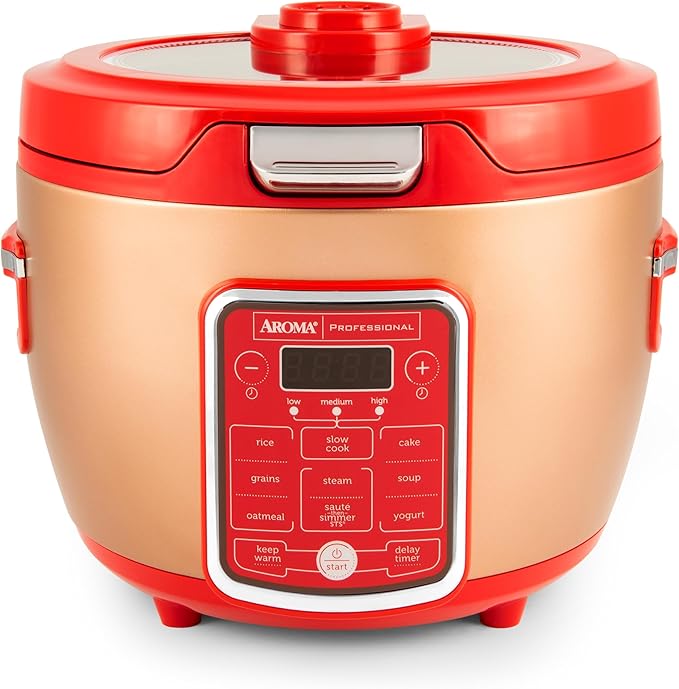 Cool Touch Rice Cooker with Glass Lid Food Steamer Slow Cooker Multicooker with 11 Preset Functions Steam Tray Measuring Cup Rice Spatula 20 Cups (Cooked)
