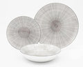 Godinger Dinnerware Set with Dinner Plate Salad Plate and Soup Bowl Laura Grey Porcelain 12 Piece Set