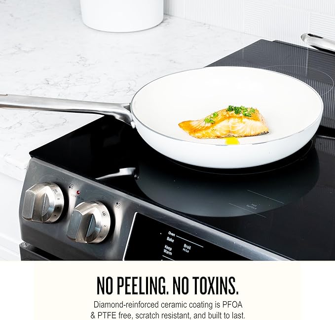 Alva Mobi 8-Piece Ceramic Nonstick Cookware Set – No PTFE PFOA PFAS Toxin-Free Pots &amp Pans with Stay-Cool Handles – Works on All Stovetops Oven Safe (400°F) Healthy &amp Easy to Clean Canol