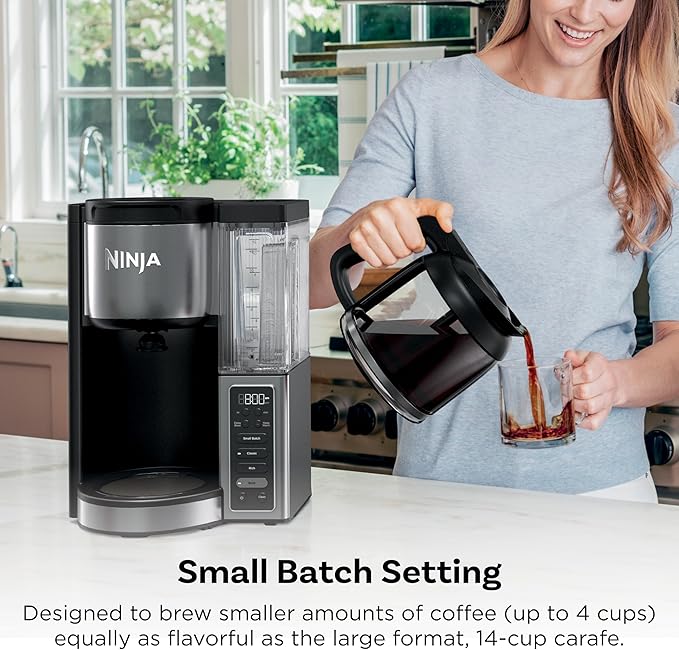 Ninja Fresh Brew™ Drip Coffee Maker | Programmable 14Cup Glass Carafe Brew Classic &amp Rich 70oz Removable Water Reservoir | Small Batch Delay Brew Adjustable Warming Plate | Stainless Steel | C