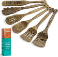 Wooden Spoons for Cooking Pakkawood Kitchen Utensil Set Granite Premium Durable Wooden Utensils for Nonstick Cookware Heat Resistant Smooth Finish Comfortable Grip 6 Piece