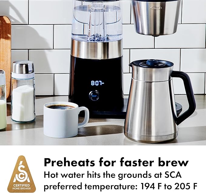 OXO Brew 9-Cup Coffee Maker – Stainless Steel Programmable Coffee Machine with Single Serve or Full Carafe Options SCA Certified Home Brewer