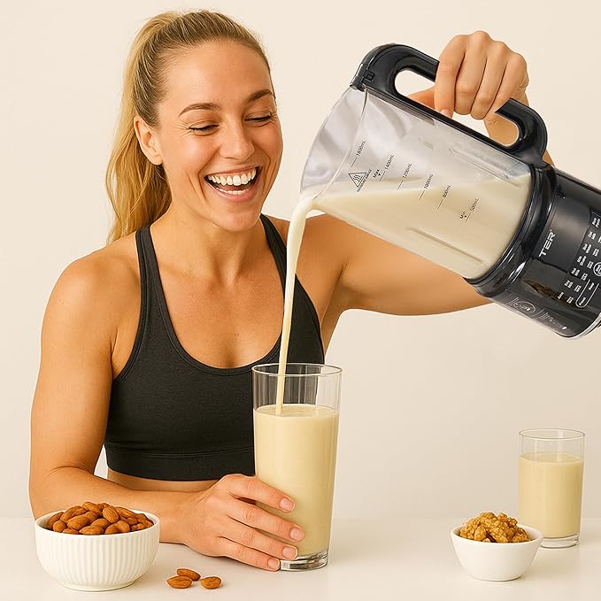 50OZ Nut Milk Maker Machine TER 10-in-1 Soy Milk Maker for Almond/Oat/Soy Milk Juice Milkshake Rice Paste Auto Clean/24H Preset Time/12H Keep Warm with 7 Accessories Black