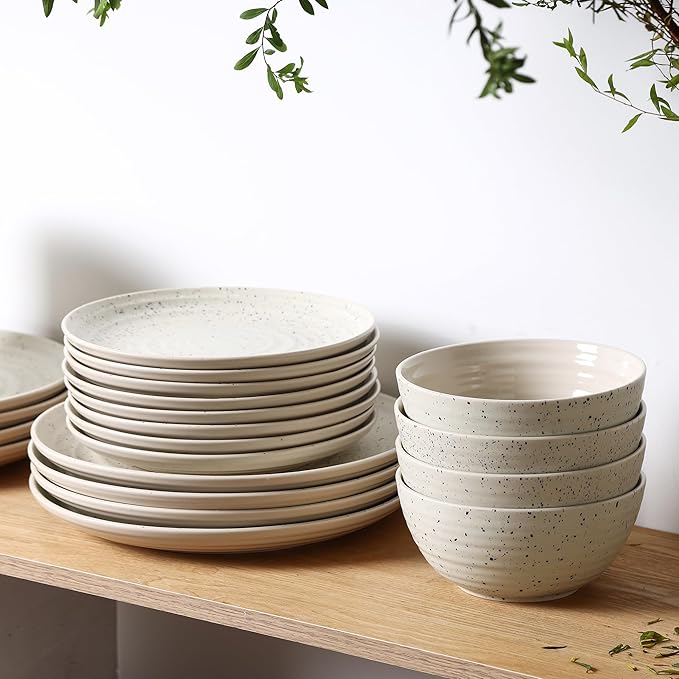 Stone Lain Dua 4-Piece Dinner Plate Set Stoneware White