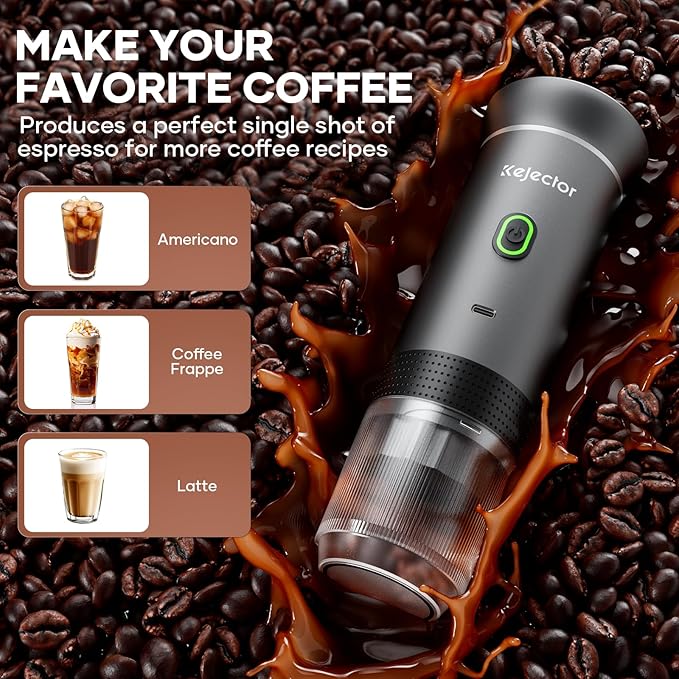 Portable Battery Coffee Maker Espresso Machine 20 Bar Nano Car Coffee Mini Espresso Machines Self-Heating Electric Espresso Maker USB-C 3-in-1 Ground Coffee &amp NS Capsule Pod RV Hiking Camping