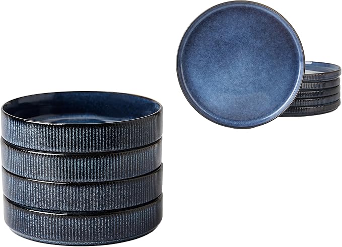 famiware 8.25 Paste Bowl Set (4 Piece) and 10 Dinner Plates for 6 - Nebulas Blue