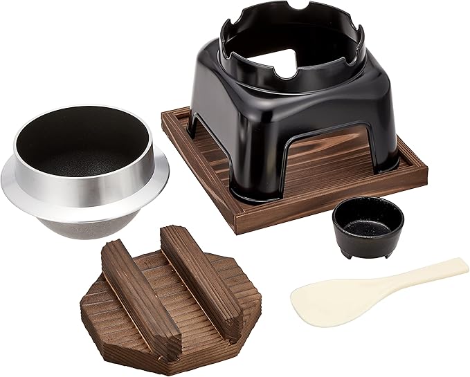 Endoshoji TKG QKM51 Tabletop Rice Pot Fluorine Processed Pot Set 1 Cooking Fluorine Processed Non-Stick Delicious and Easy to Serve Rice Can Be Used for Outdoor Use Commercial Use