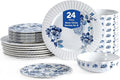 Stone Lain Fiore 24-Piece Dinnerware Set New Bone China Blue