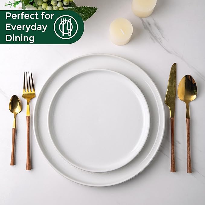 AmorArc Stoneware Dinnerware SetsRound Reactive Glaze Ceramic Plates and Bowls SetsHighly Scratch Resistant | Microwave &amp Dishwasher SafeService for 8 Dishes Set (24pc)