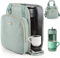 BAGSPRITE Coffee Maker Travel Bag Compatible with Keurig K-Mini Mate Full Open Carrying Case with Quilted Padded Soft Microfiber K--Cup Single Serve Coffee Maker Bag with Pod Organizer Mug Pockets