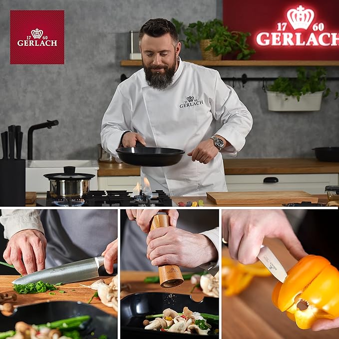 Gerlach 1760 Brava Stainless Steel Saucepan Set Induction Pots Set Suitable for Induction Cookware Set of 4 Silver