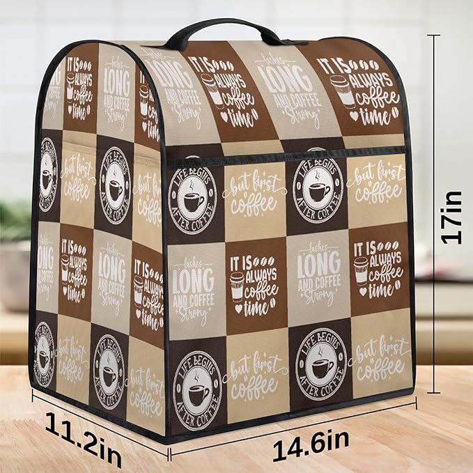 cfpolar Kitchen Aid Mixer Cover Compatible with 6-8 Quarts Coffee Checkered Pattern Stand Mixer Cover Kitchen Aid Mixers Accessories Appliance Organizer